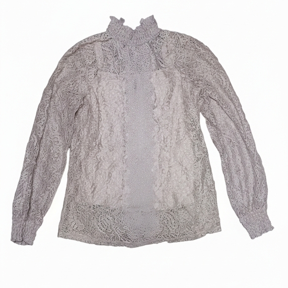 Cable & Gauge Lace Blouse - Light Purple - Picture 2 of 3